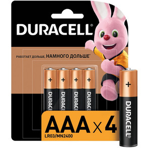 Батарейки DURACELL ААA/LR03-4BL BASIC бл/4